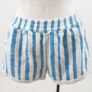 Anthropologie Cotton Striped Shorts Blue White M